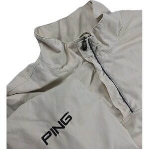 Ping Collection Jacket Mens XL BEIGE Quarter Zip Golf Windbreaker Pullover LOGO